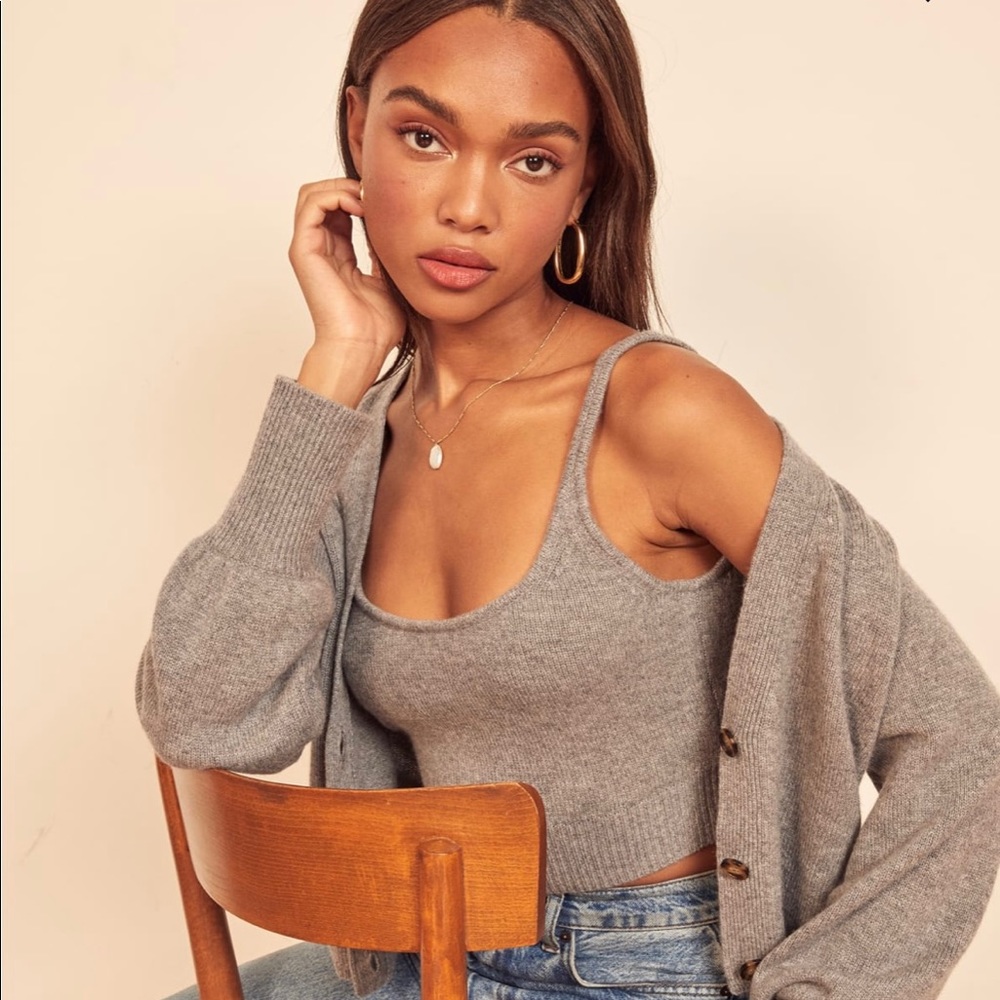 Reformation Cashmere Varenne Tank (cardigan not included)